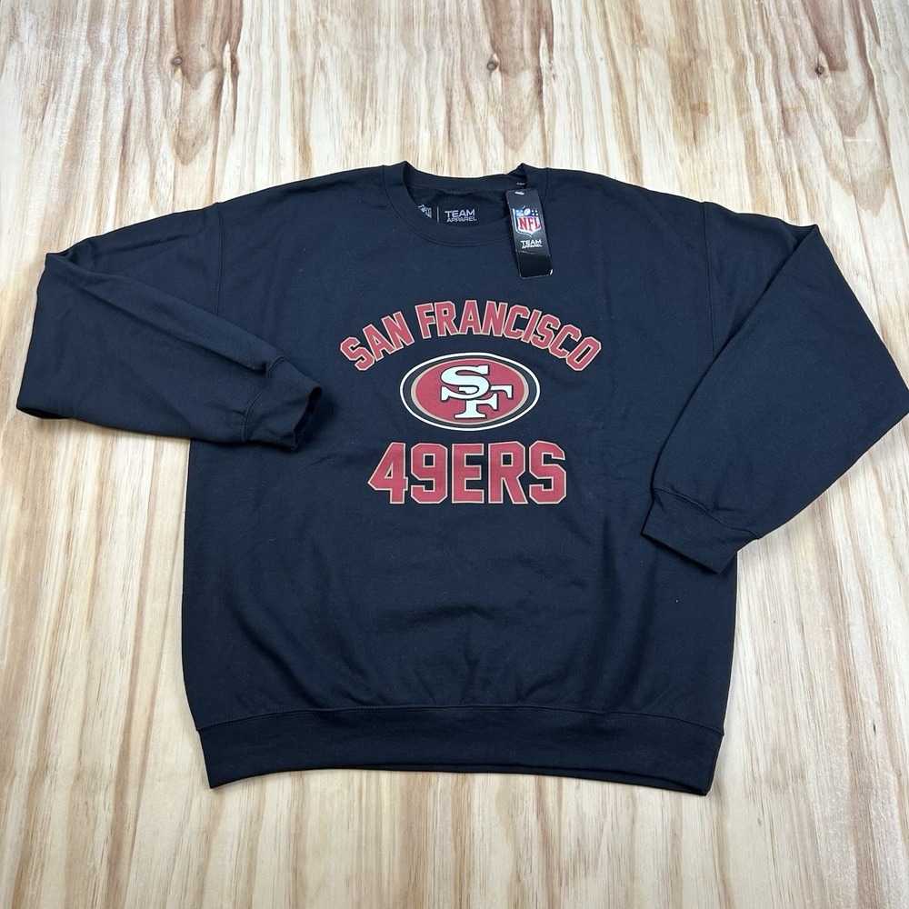NFL San Francisco 49ers Men's Crewneck Sweatshirt Black NEW Team Apparel Large